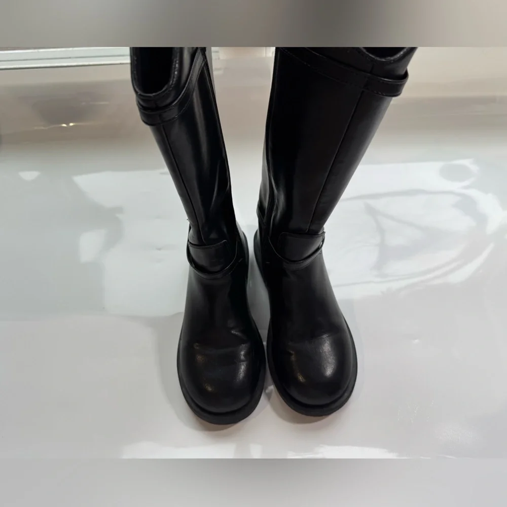ZARA Kids Black Riding Boots with Buckle Detail | Size EU 32 (US 1 Youth)